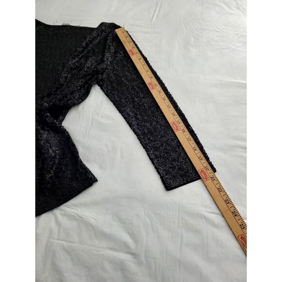 NWT J.Crew Sequined Three-Quarter Sleeve Boat Neck Top AE984 Black Medium Women - Picture 9 of 9